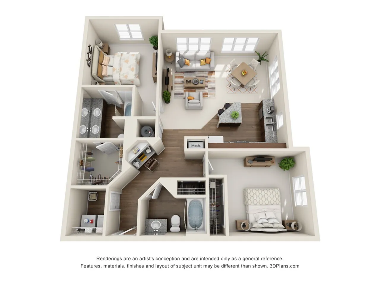 Two bedroom two bathrooms