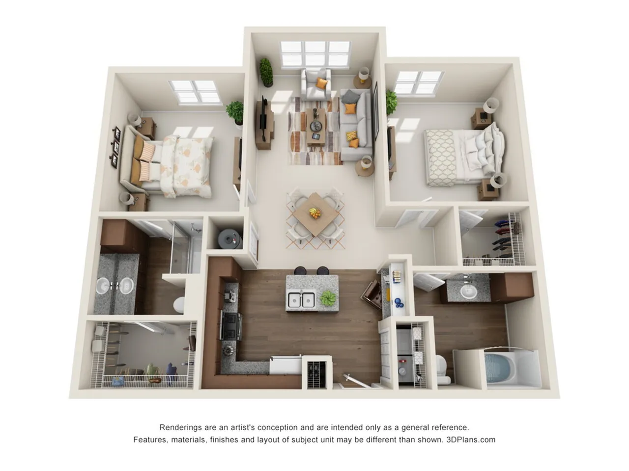 Two bedroom two bathrooms