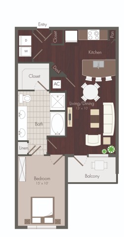 Chandler | 1 bedroom floor plan | renovated