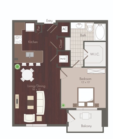 Floyd | 1 bedroom floor plan | renovated