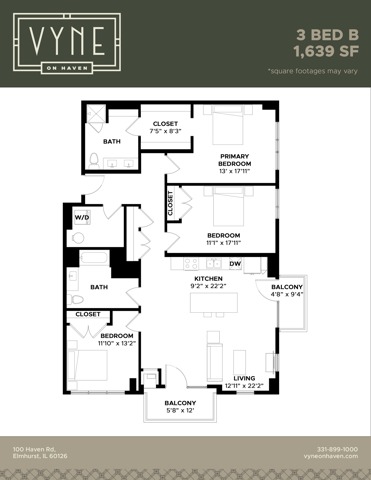 Final - Vyne On Haven - Floor Plans - 3 BED B - ADAPTABLE