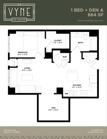 Final - Vyne On Haven - Floor Plans - 1 BED + DEN A - TYPE B