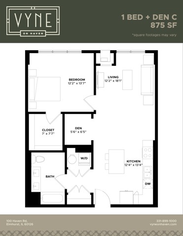 Final - Vyne On Haven - Floor Plans - 1 BED + DEN C - ADAPTABLE