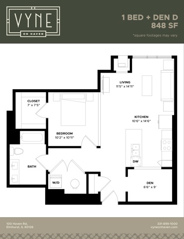 Final - Vyne On Haven - Floor Plans - 1 BED + DEN D - TYPE B