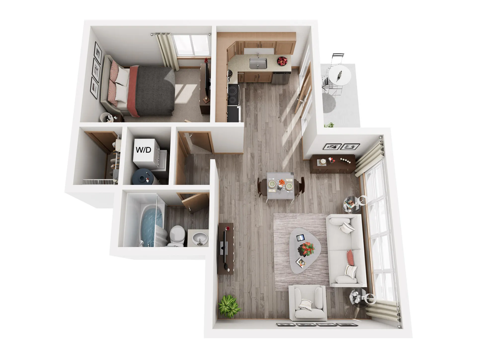 Sierra One Bedroom Duplex Floor Plan