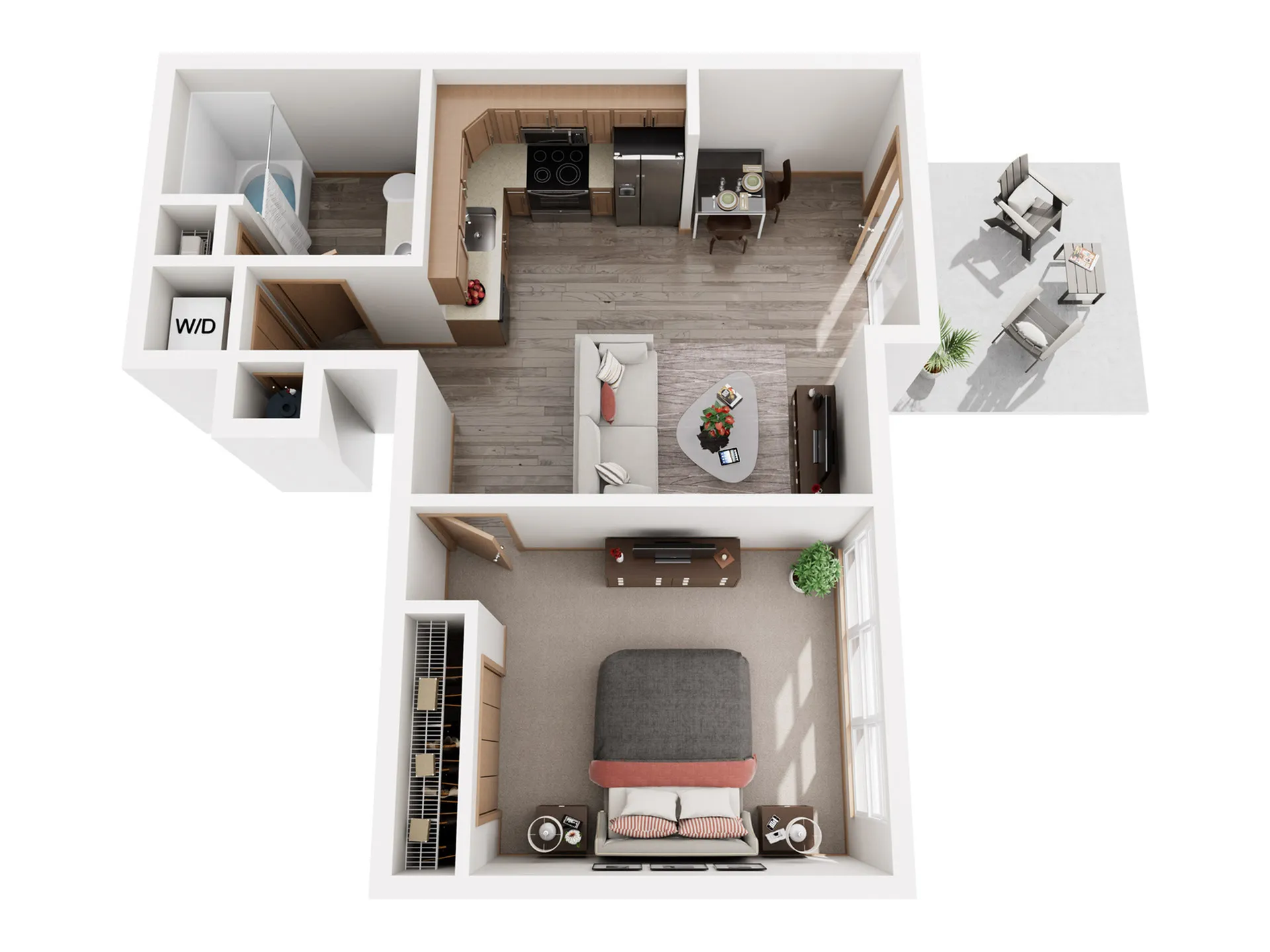 Crest One Bedroom Duplex Floor Plan