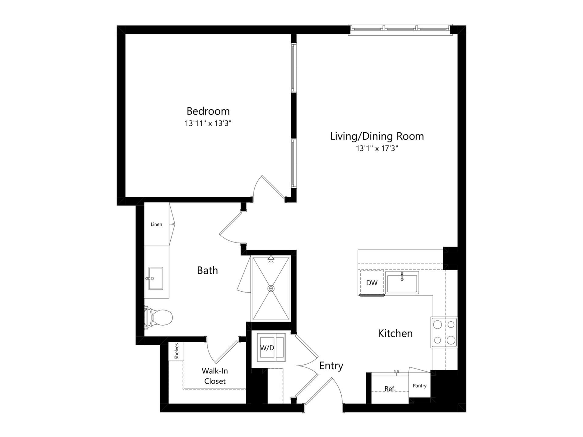 1x1 Urban 818 SF