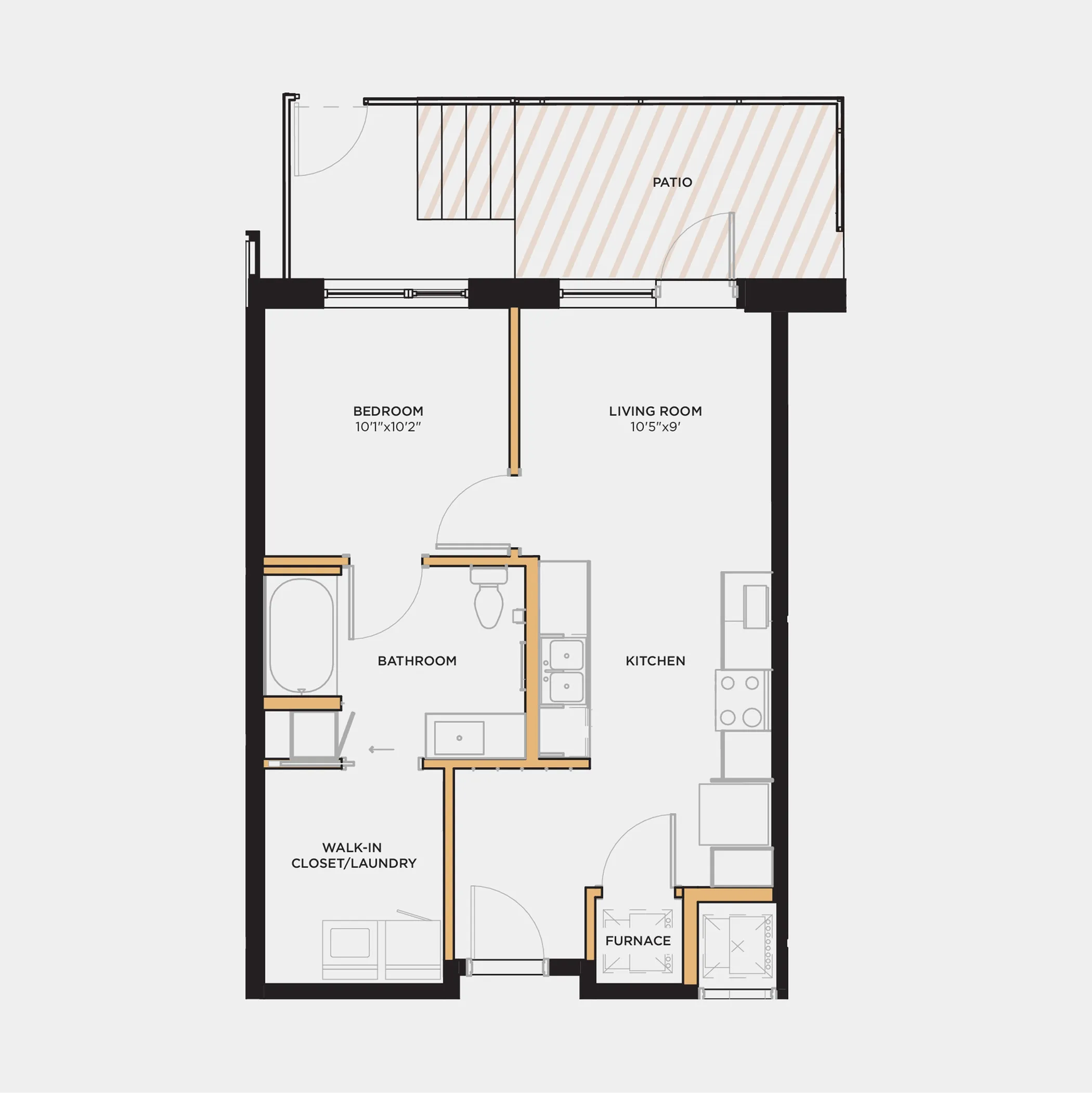 Studio 1 bath 736 sq. ft.