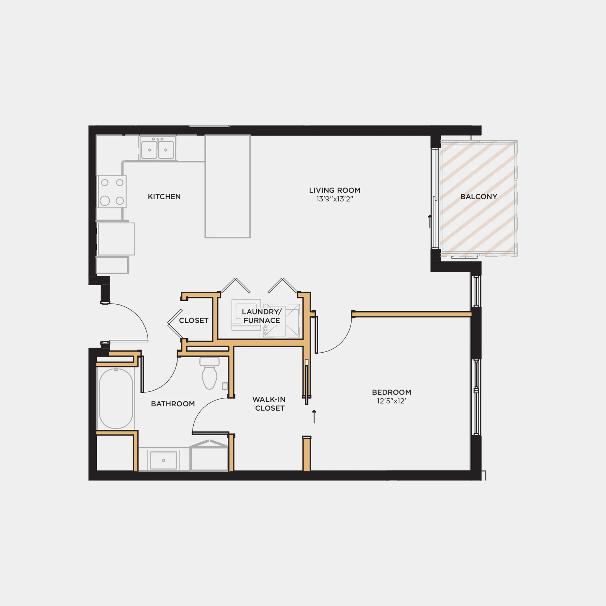 1 bed 1 bath 736 sq. ft.