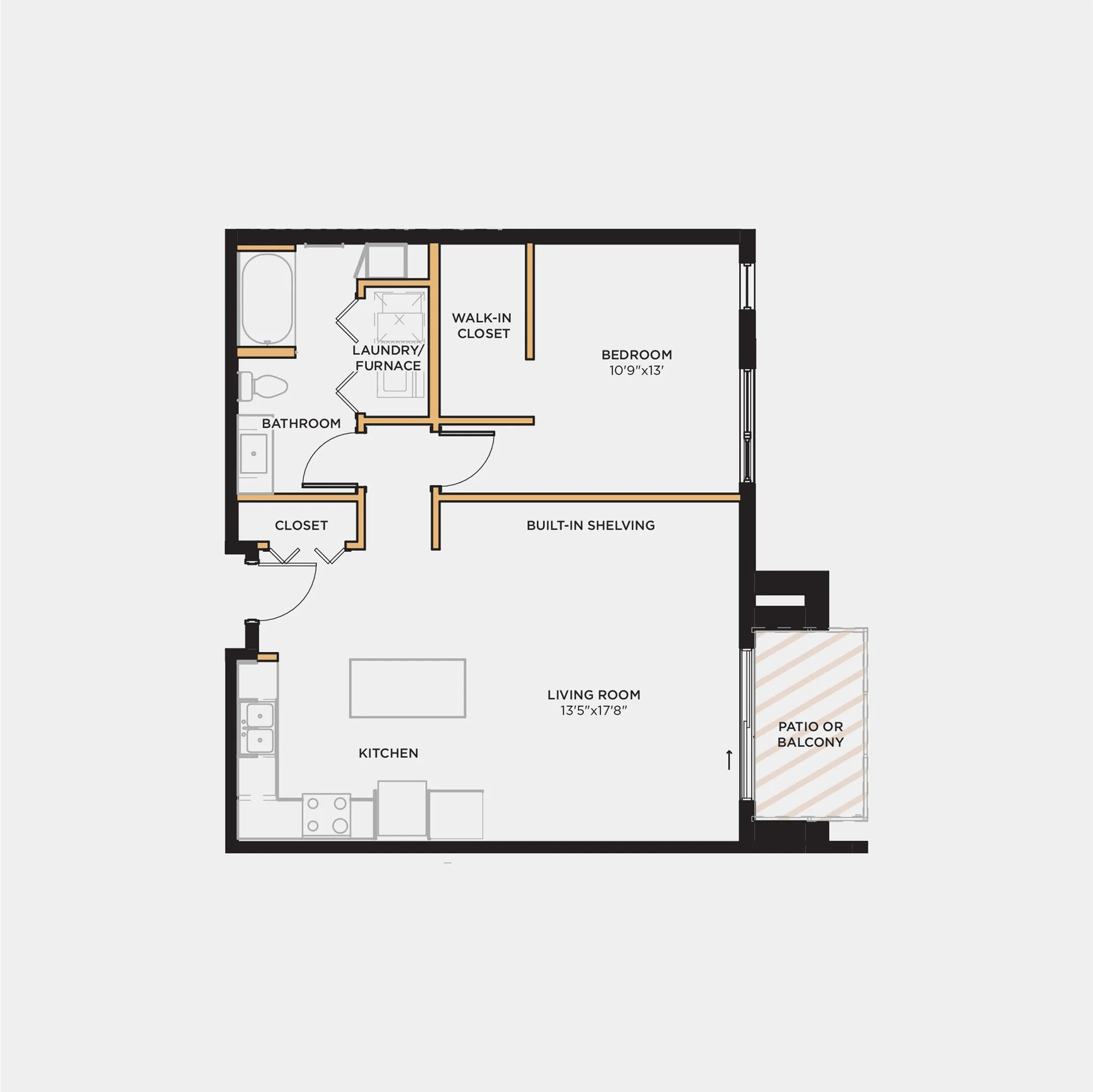 1 bed 1 bath 861 sq. ft.