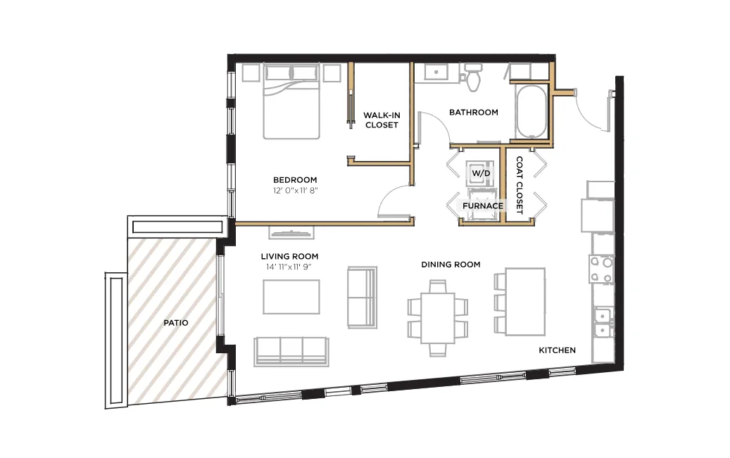 1 bed 1 bath 770 sq. ft.