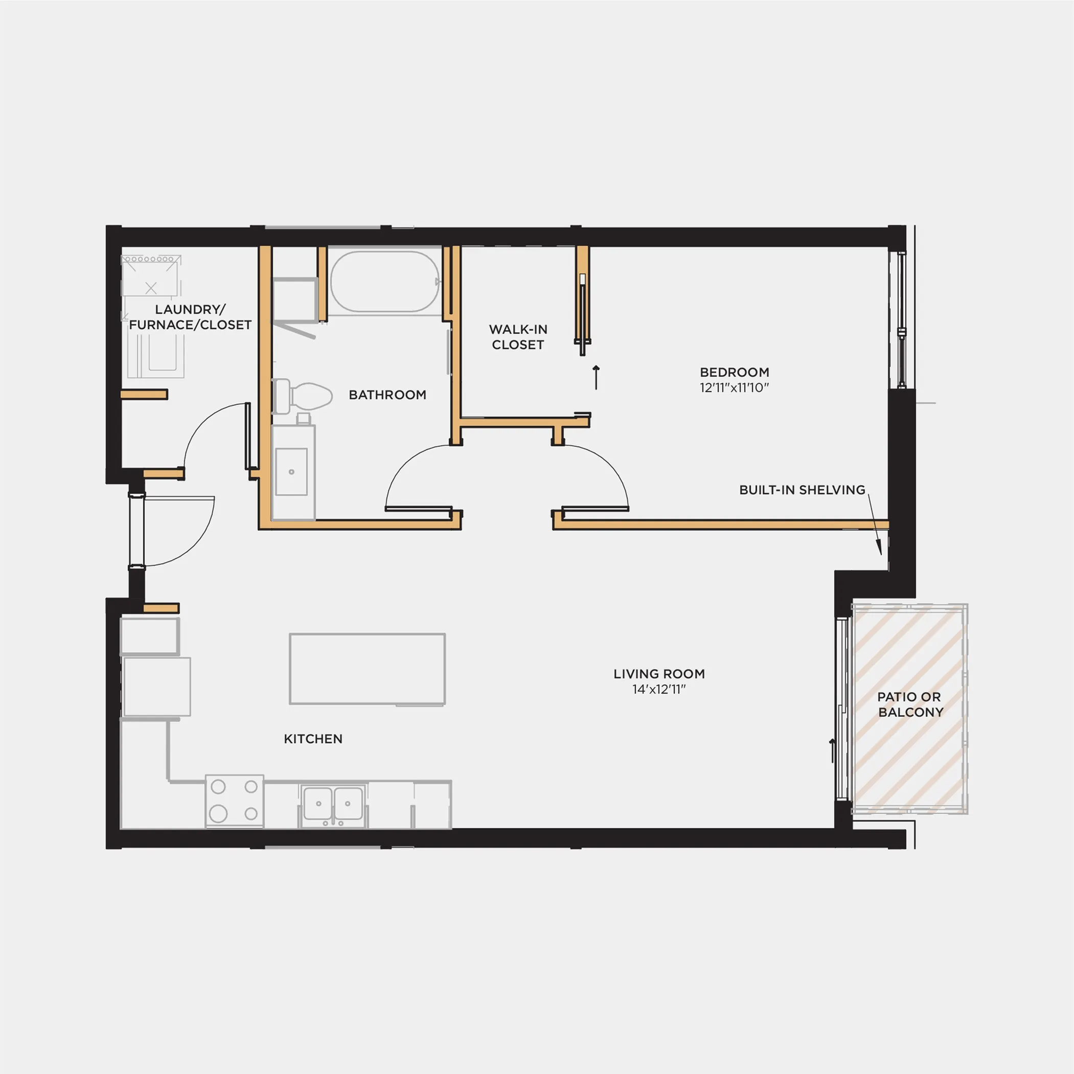 1 bed 1 bath 823 sq. ft.