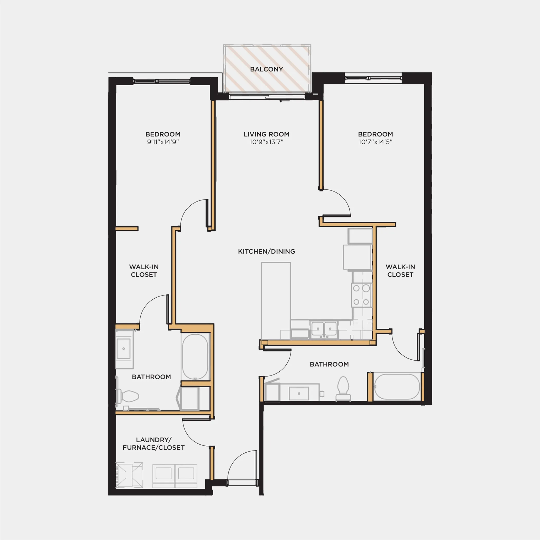 2 bed 2 bath 1179 sq. ft.