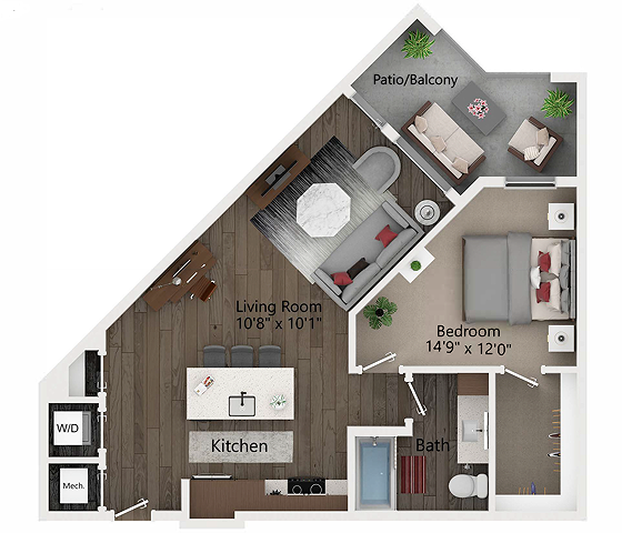 A4 | One Bedroom Floor Plan