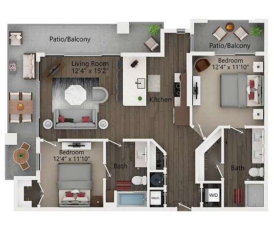 B3 | Two Bedroom Floor Plan