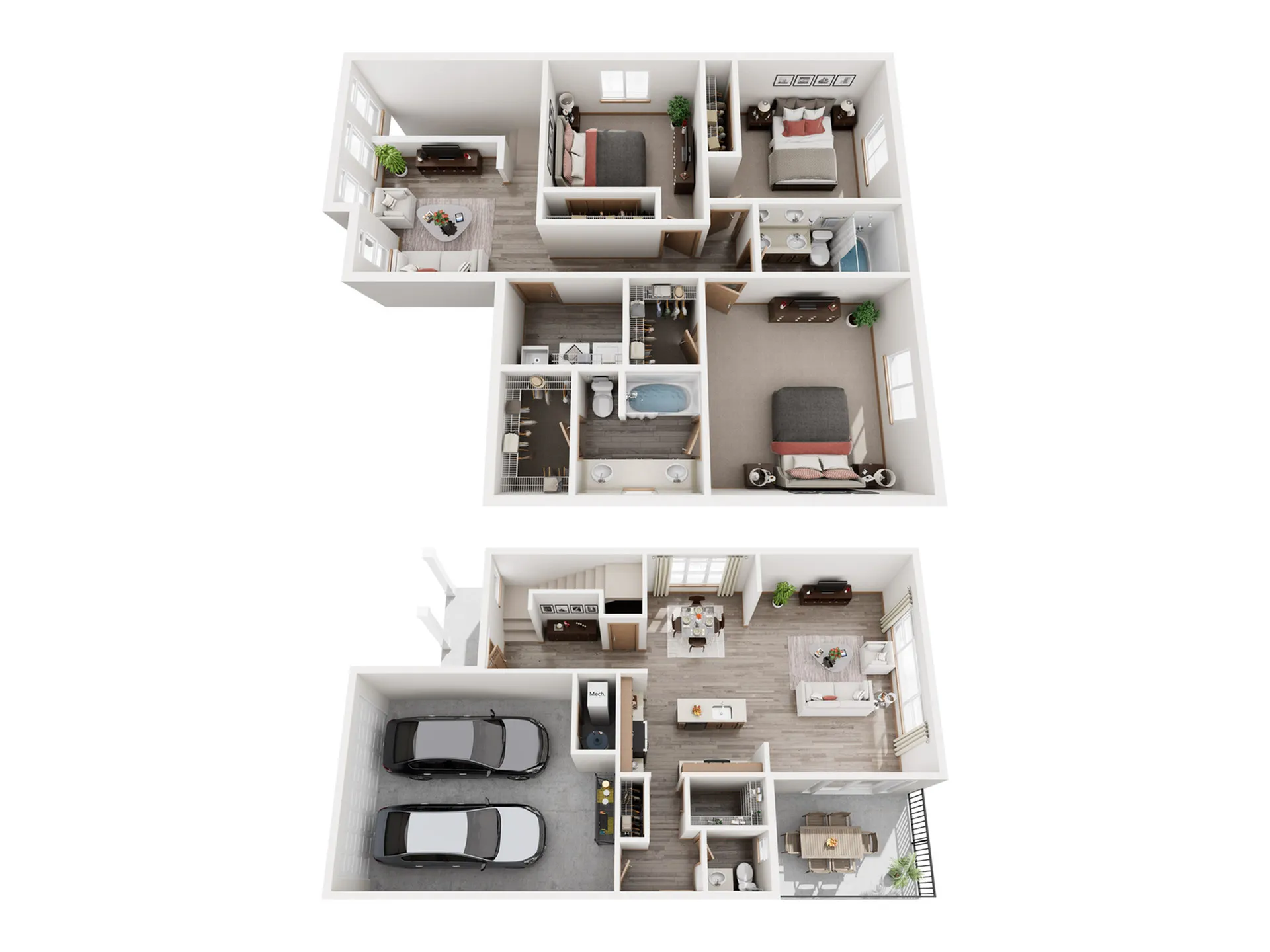 Combined 3br Duplex floor plan