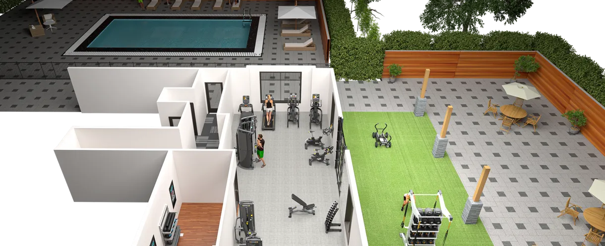 Sparkling Pool/Community Fitness Center-Rendering
