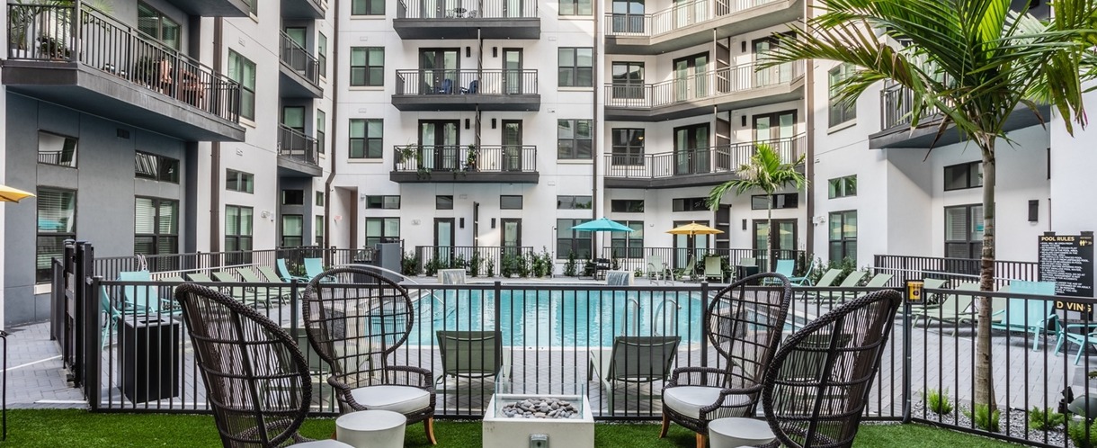 Pool Courtyard with Fire Pit