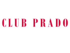 Elegant logo for Club Prado featuring bold, eye-catching red lettering on a sophisticated black background.