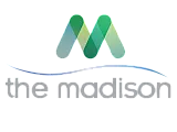 Elegant logo for The Madison featuring a modern gradient 'M' above sleek lettering, symbolizing innovation and style.