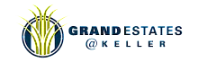 Elegant logo of Grand Estates at Keller, featuring stylized green reeds and bold text for a luxurious property.