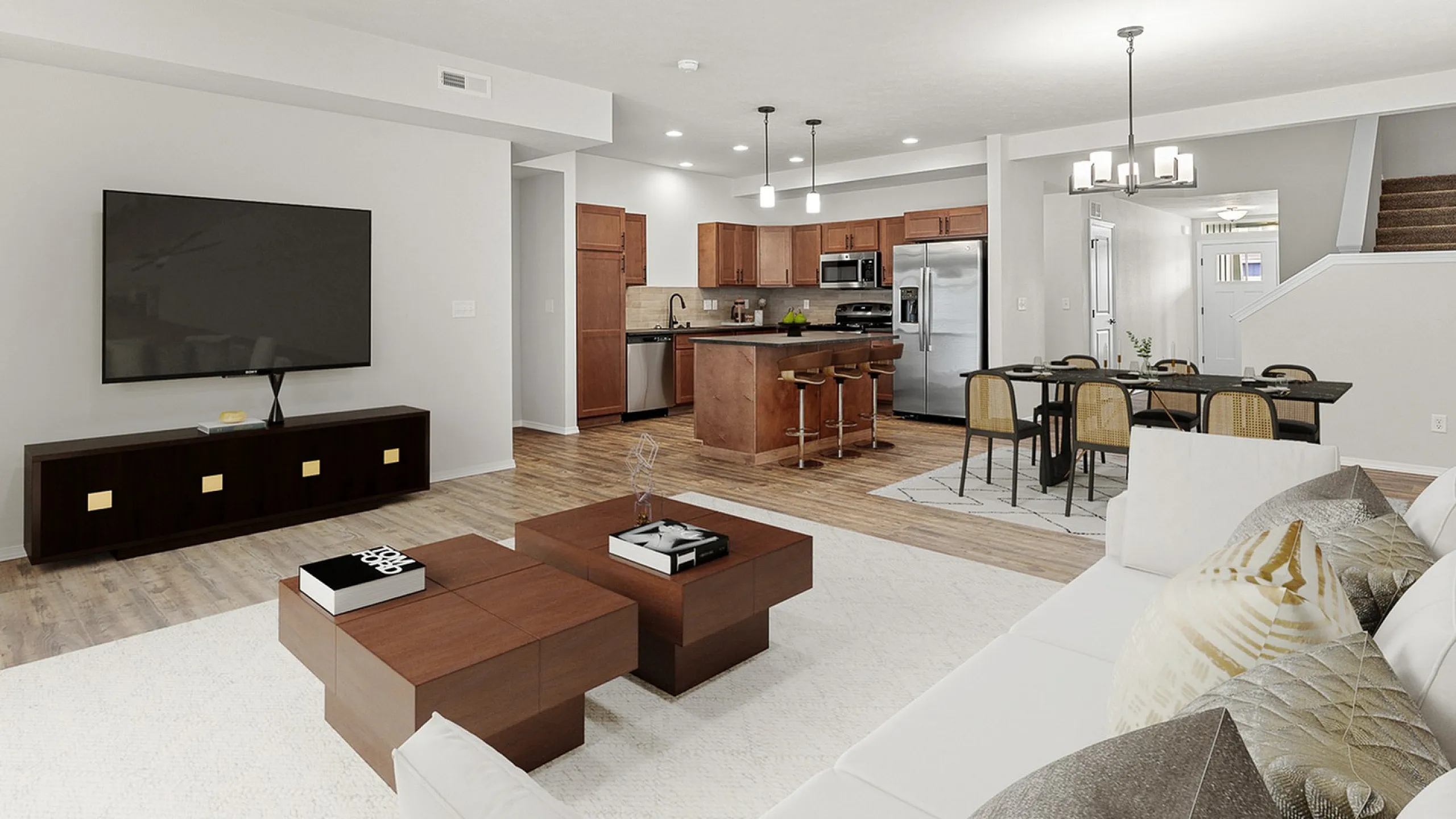 Elegant Living Space + Kitchen
