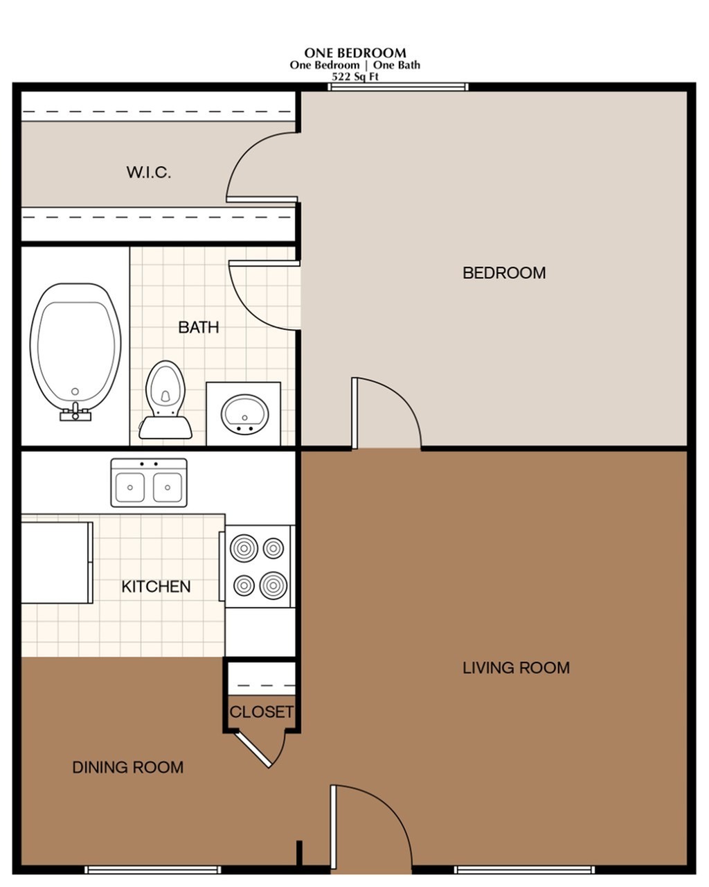 Trinity Place One Bedroom One Bath Floor Plan