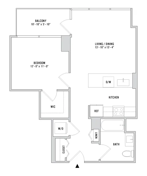 One Bedroom A02.1 - 686 Sq. Ft. - Floors 3-4