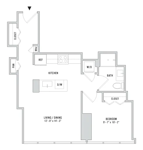 One Bedroom A09.1 - 721 Sq. Ft. - Floors 3-4