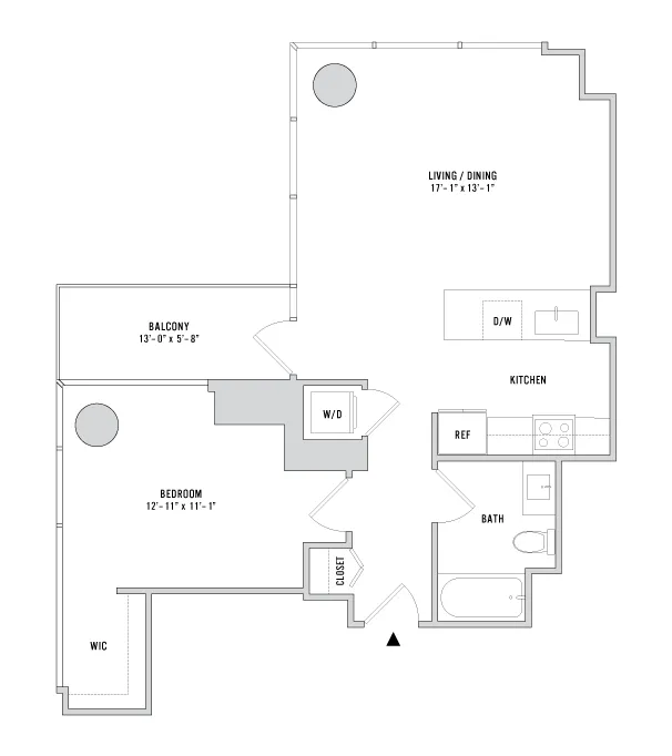 One Bedroom A11 - 752 Sq. Ft. - Floors 3-4