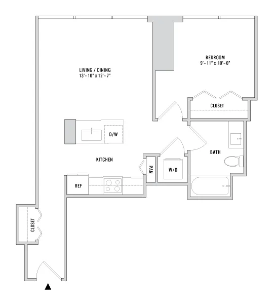 One Bedroom A-12 - 678 Sq. Ft. - Floors 3-4