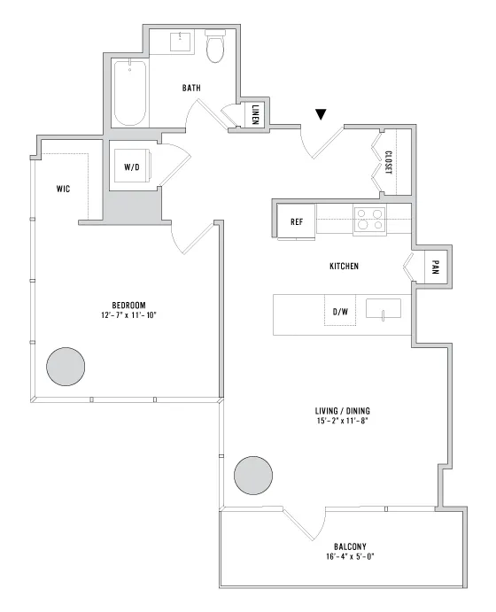 One Bedroom A-09 - 728 Sq. Ft - Floor 2
