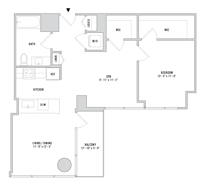 One Bedroom A-07 - 905 Sq. Ft. - Floors 3-4