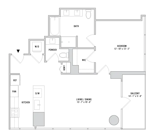 One Bedroom A-05.1 - 908 Sq. Ft. - Floors 3-4