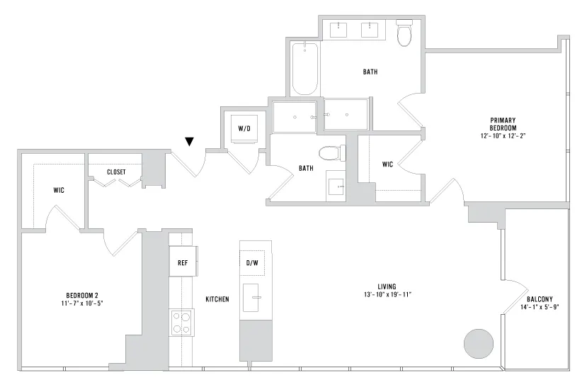 Two Bedroom B-05 - 1139 Sq. Ft. - Floors 26-42