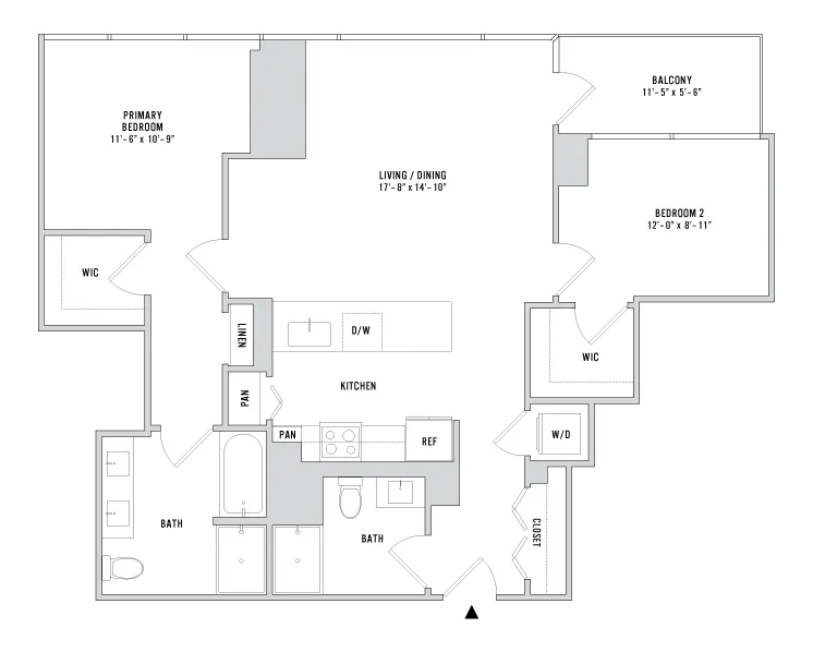 Two Bedroom B-02 - 1073 Sq. Ft. - L43-44