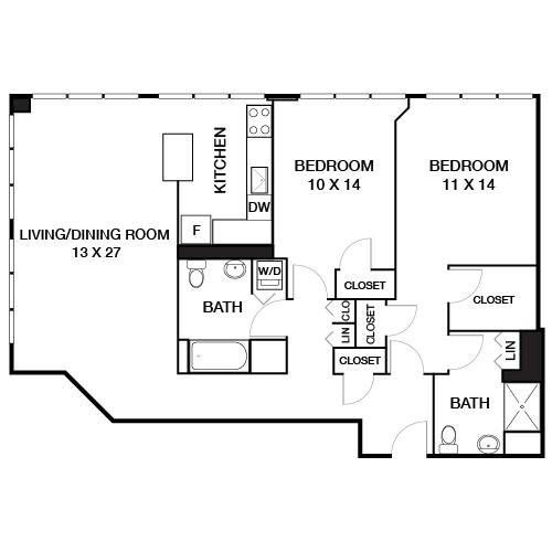 Franklin 2 Bed Apartment Locust on the Park