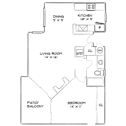 Design 1B floor plan