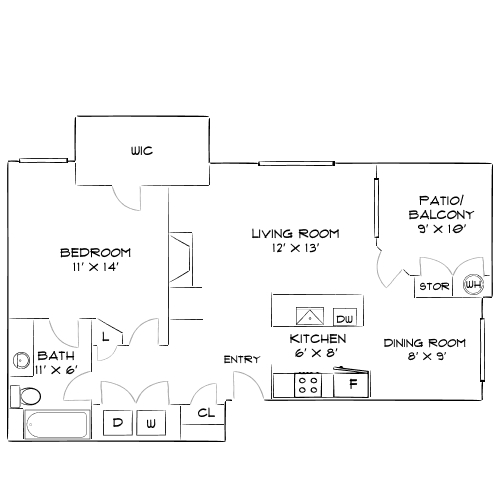 Design 1B floor plan