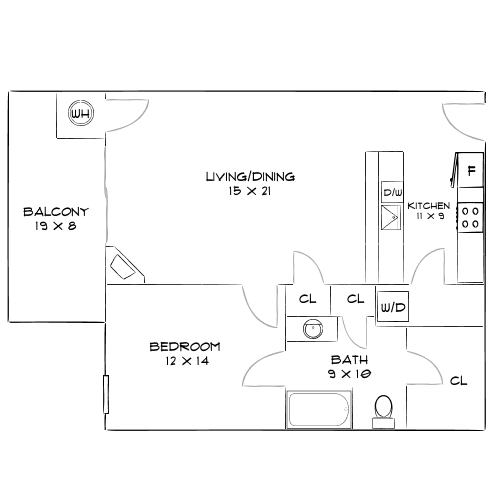 Lenox Regent Comb - One-Bedroom Floorplan
