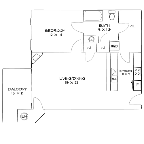 Lenox Regent Comb - One Bedroom Floorplan