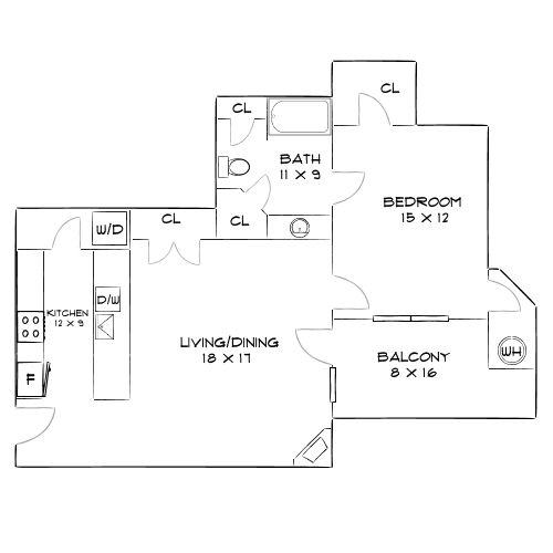 Lenox Regent Comb - One-Bedroom Floorplan