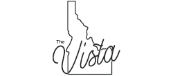 Elegant logo design featuring the outline of Idaho with the words 'The Vista' stylishly integrated.
