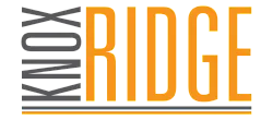 Bold Knox Ridge logo in vibrant orange and gray, showcasing modern design and typography.