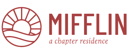 Elegant Mifflin logo featuring a stylized sunrise design above the phrase 'a chapter residence'.