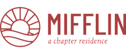 Elegant Mifflin logo featuring a rising sun design above waves, symbolizing a chapter residence.