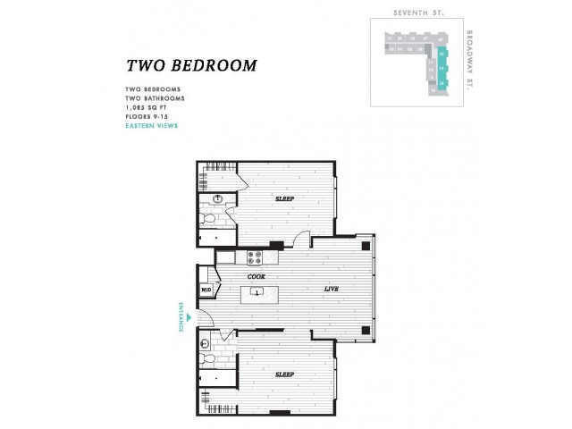 Two Bedroom at Seven at Broadway