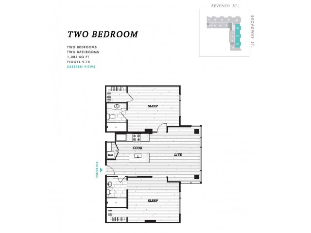 Two Bedroom at Seven at Broadway