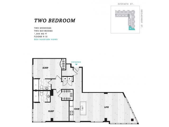 Two Bedroom at Seven at Broadway