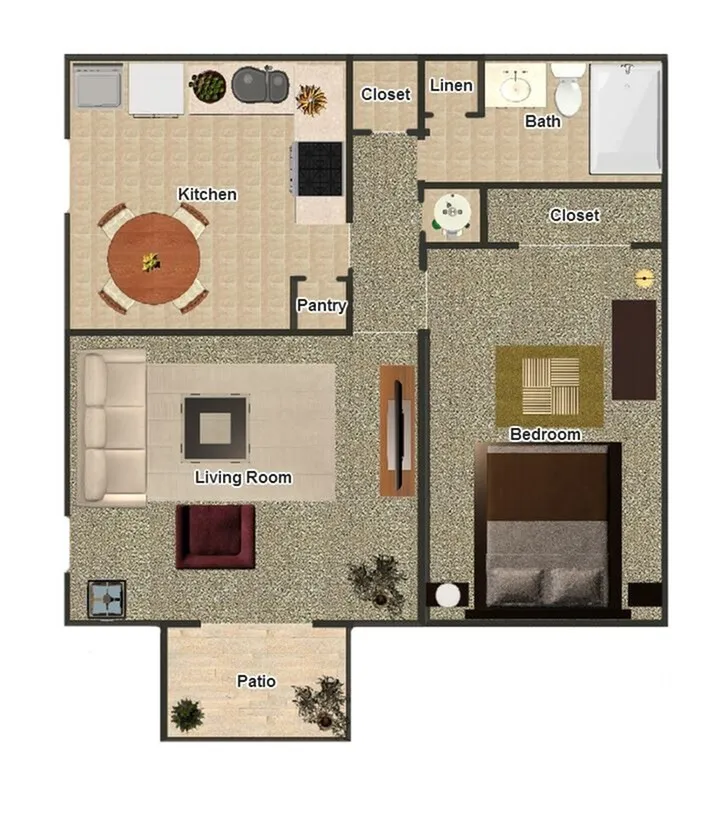 Coves at Yale - One-Bedroom Floorplan